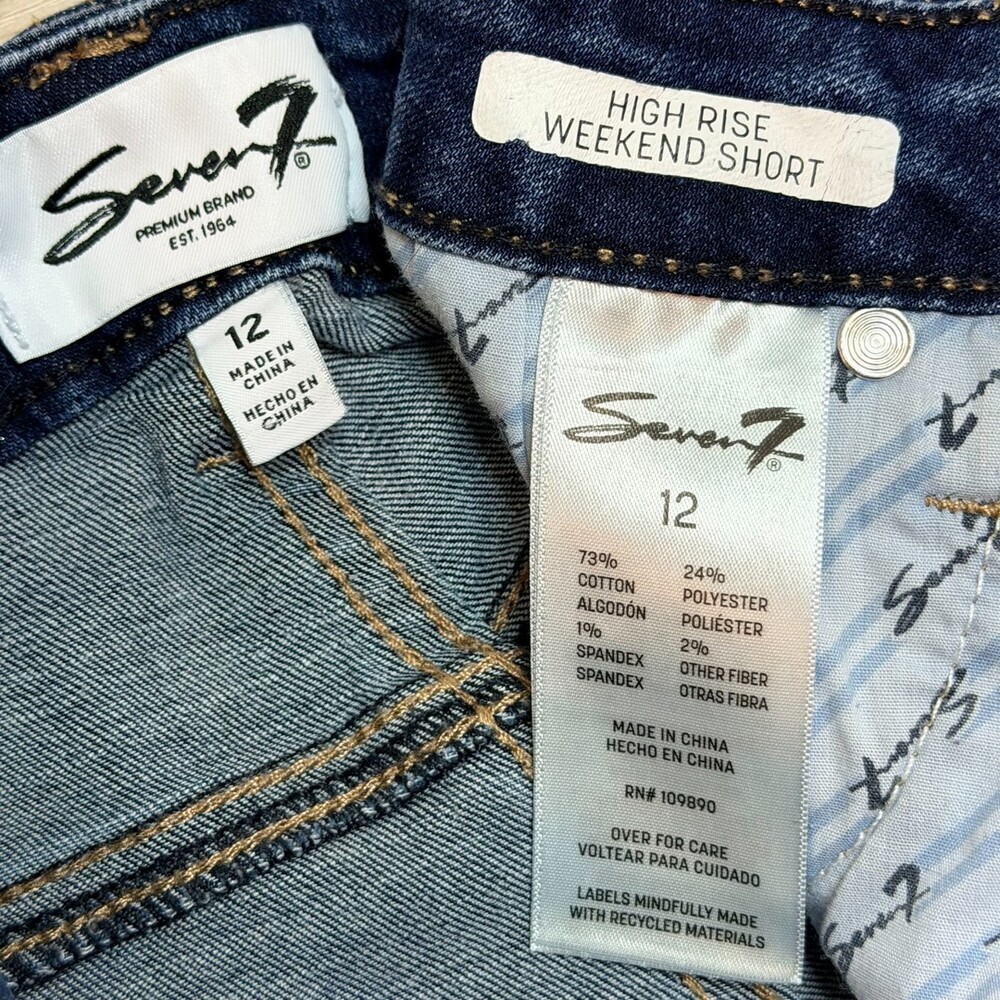 Seven 7 Jean Shorts Women's Size 12 High Rise Weekend Short - Picture 3 of 8